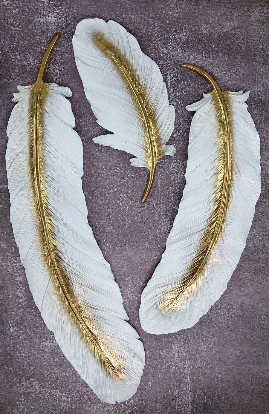 Light Feather Wall Decor in White  and Gold