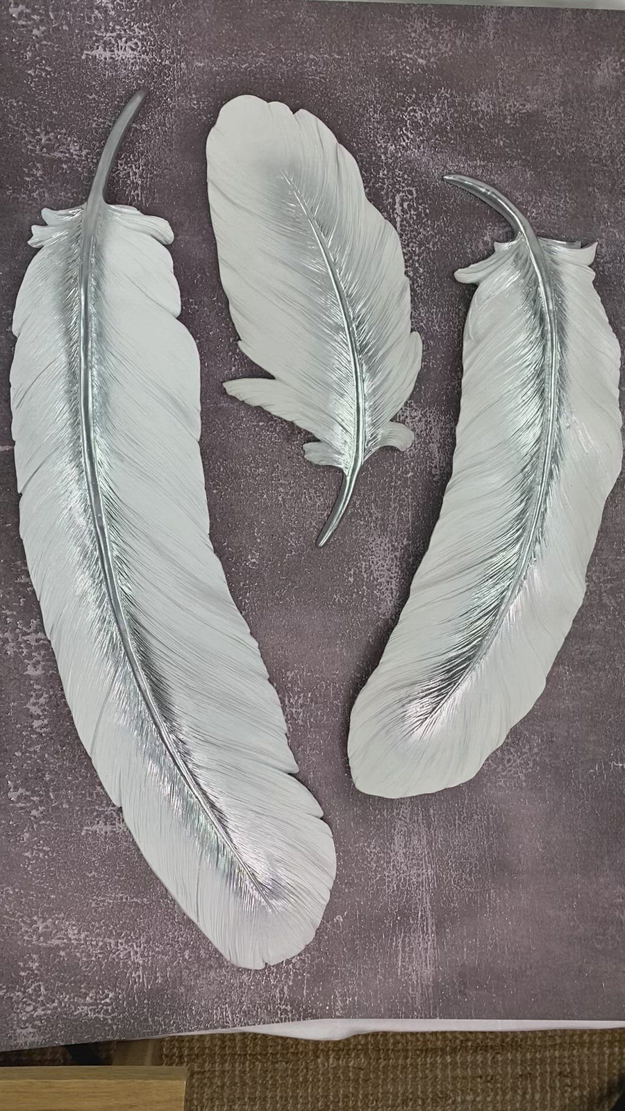 Light Feather Wall Decor in White and Silver