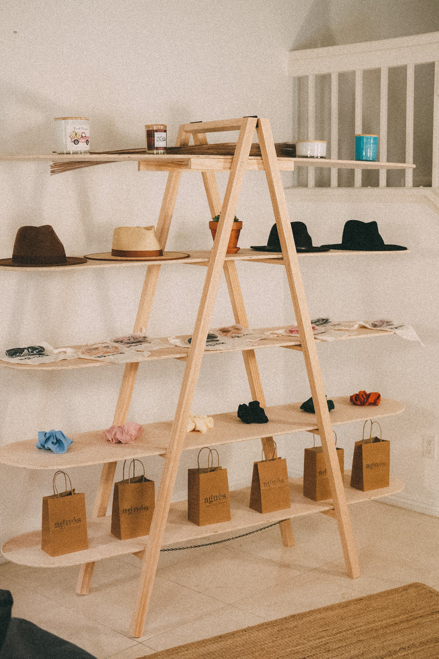 Mdf Ladder Rack Display Easy Ladder shelves display LSD-5 – HomeStoryDecor.com