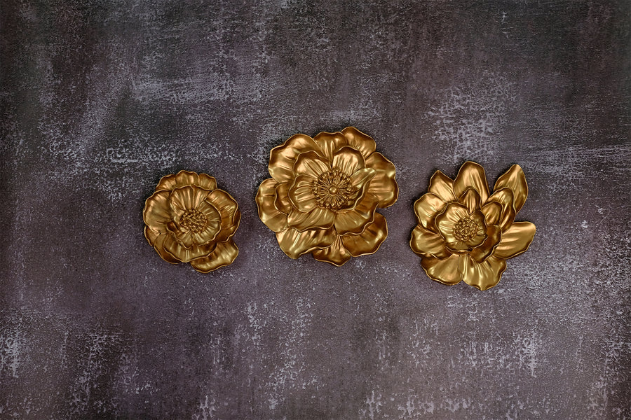 Peony Flowers Wall Decor in Gold