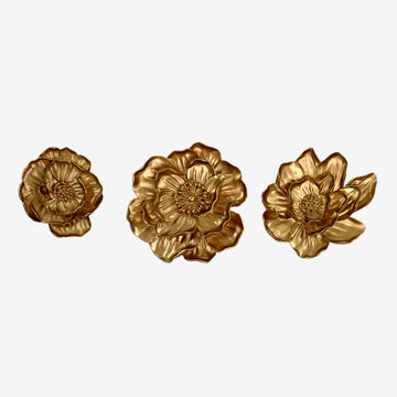 Peony Flowers Wall Decor in Gold