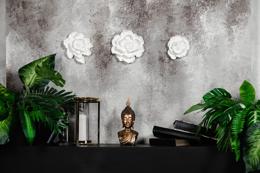 Peony Flowers Wall Decor in White