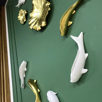 Smooth Fish set Wall Decor in white and Gold